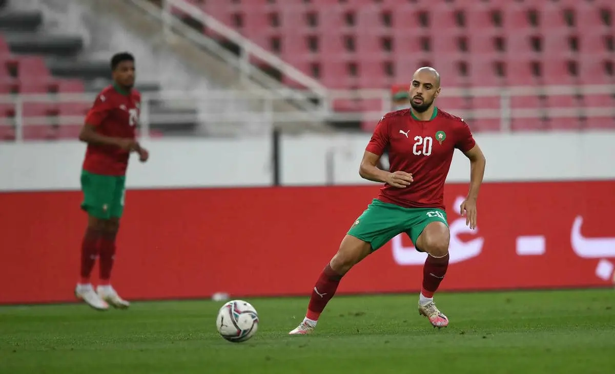 سفيان أمرابط في إحدى مباريات المنتخب