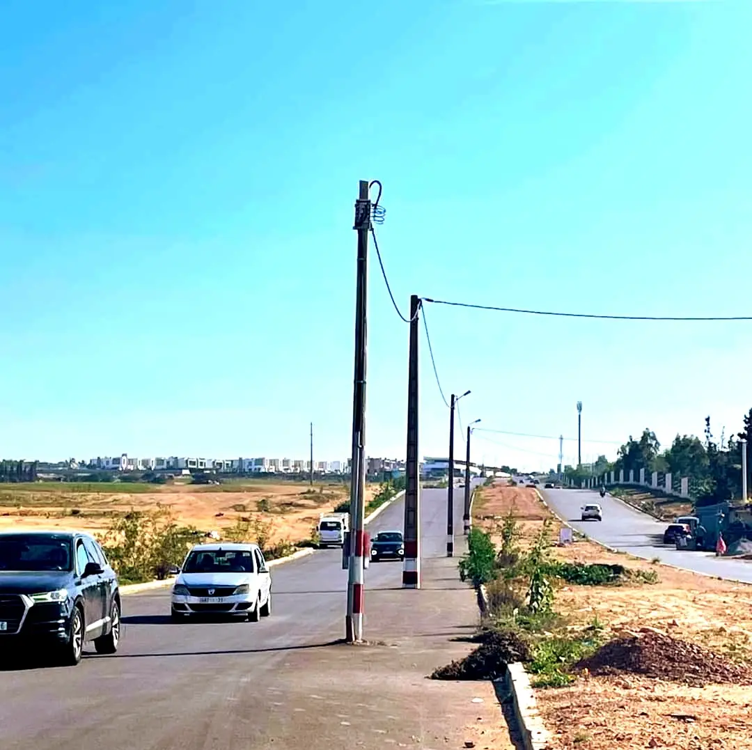 أعمدة إنارة وسط الطريق تثير المخاوف ببوسكورة