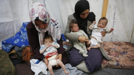 النزوح والجوع.. مأساة أم و3 توائم في خيمة جنوب غزة