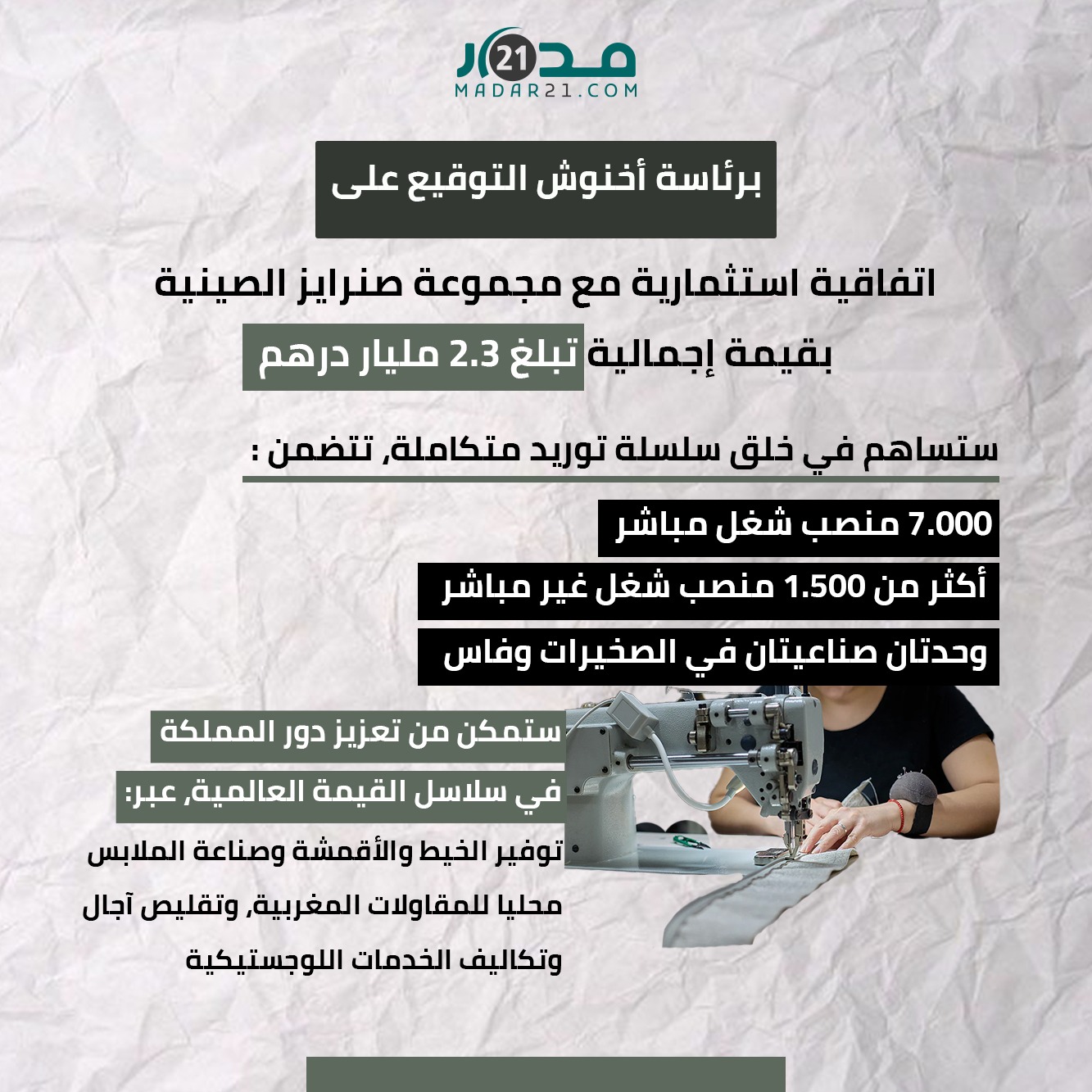 برئاسة أخنوش التوقيع على اتفاقية استثمارية مع مجموعة صنرايز الصينية بقيمة إجمالية تبلغ 2.3 مليار درهم