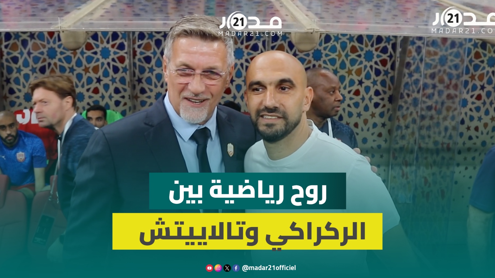 الركراكي وتالاييتش يتبادلان التحية قبيل لقاء البحرين وأسود الأطلس